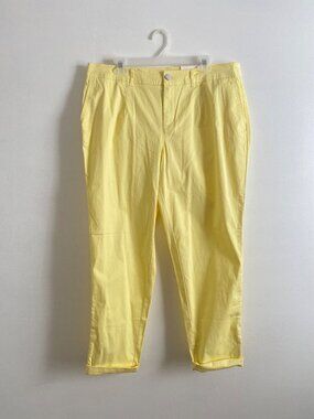 Cato Yellow Classic High-Rise Pants Size 16W 98% Cotton Stretch Waist